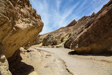 Golden Canyon Trail in the middle of Death Valley National Park Californiaの写真素材
