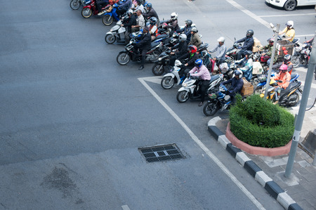 Bikes on the street in Bangkok, Thailand. Thailand is known as a country with smiles.のeditorial素材