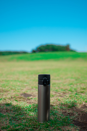 Water Bottle in the beach park around Shonan in Japan. Shonan is an area located in a little south of Tokyo.の写真素材