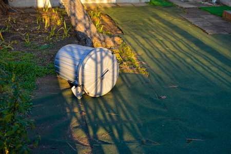 Bin falling down on the street around Shonan in Japan. Shonan is an area located in a little south of Tokyo.の写真素材
