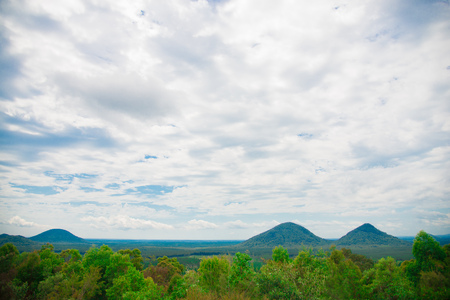 Glass House Mountains nearby Brisbane city in Queensland, Australia. Australia is a continent located in the south part of the earth.の写真素材