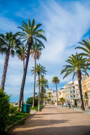 Spanish Beach Resort in Barcelona, Spain. Sitges area is known as a beach resort town.の写真素材