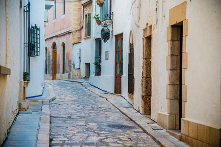Spanish Beach Resort in Barcelona, Spain. Sitges area is known as a beach resort town.の写真素材