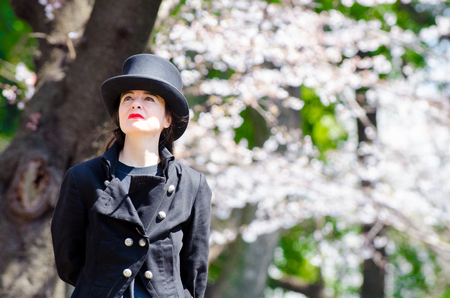Shibuya, Tokyo / Japan - April 5 2012 : French writer Amlie Nothomb poses for pictures in Tokyo, Japan. She visited Tokyo to film her documentary show ''La Nostalgie heureuse''.のeditorial素材