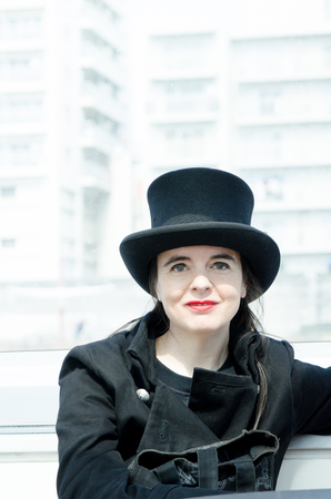 Shibuya, Tokyo / Japan - April 5 2012 : French writer Amlie Nothomb poses for pictures in Tokyo, Japan. She visited Tokyo to film her documentary show ''La Nostalgie heureuse''.のeditorial素材