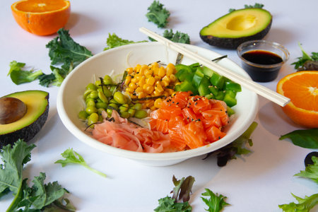 Asian Food in display for the photo shoot in Tokyo, Japan. Nowadays in 2023, people rely on the food delivery service due to the COVID-19 in 2020, which affect and change people's lifestyle to social distancing way.の写真素材