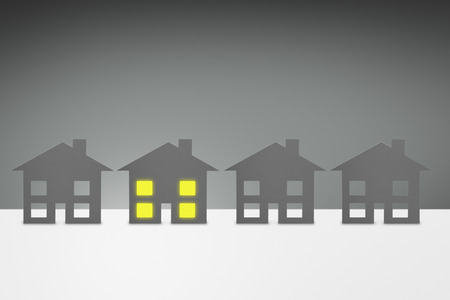 Energy concept, family House with all lights turned onの写真素材