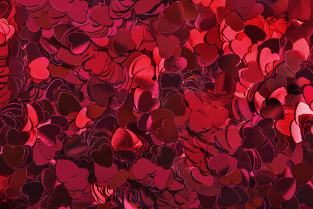 Close up of red Love heart Shaped Table Confetti