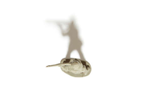 Plastic Toy Soldier on a White Backgroundの写真素材