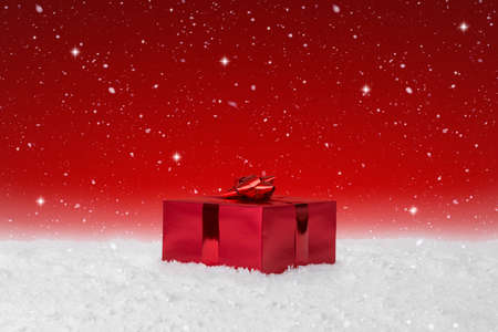 Red Wrapped Christmas presentの写真素材