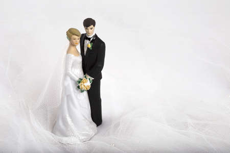 wedding day concept with bride and groom cake toppersの写真素材
