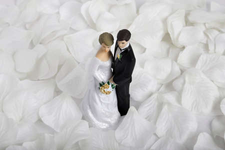wedding day concept with bride and groom cake toppersの写真素材