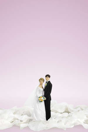 wedding day concept with bride and groom cake toppers