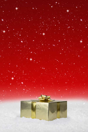 Gold Wrapped Christmas presentsの写真素材