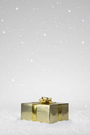 Gold Wrapped Christmas presentの写真素材