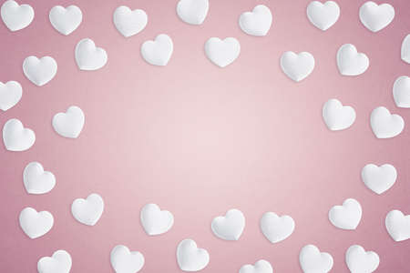White Fabric love hearts with copy spaceの写真素材