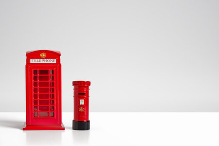 Red model telephone and post box London conceptの写真素材