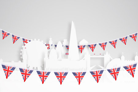 union jack jubilee bunting & London skyline conceptの写真素材