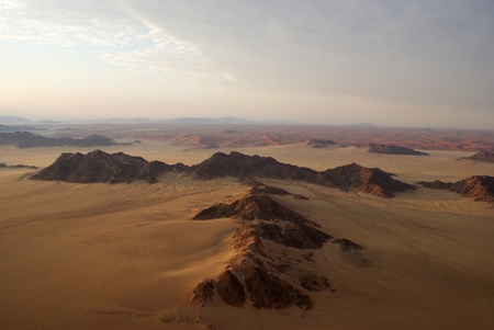 aerial shot of mountains in desertの写真素材