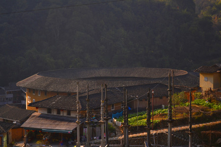 Tulou at the village of Fujianのeditorial素材