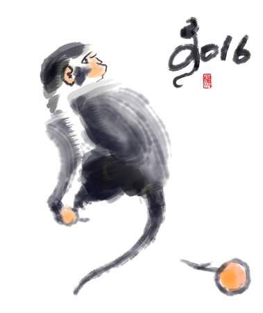 Monkey illustrationの写真素材