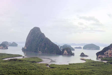 Phang Nga Bay Thailand Seascape Big Mountain