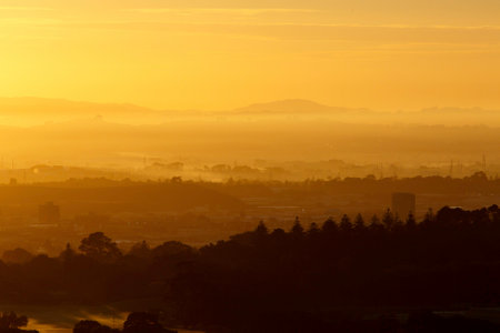 Sunrise times Auckland in New Zealandの写真素材