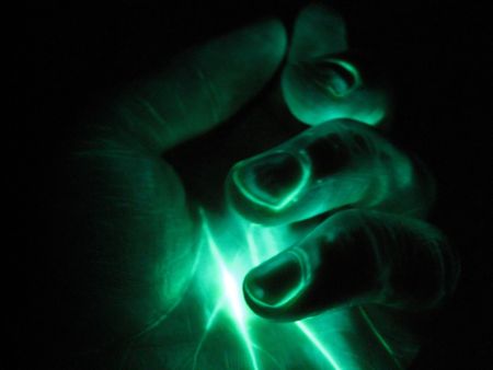 green glowing handの写真素材