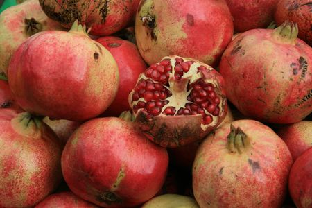 Close up of red pomegranatesの写真素材