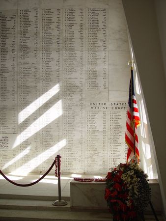 The sun shining into the USS Arizona Memorial.のeditorial素材