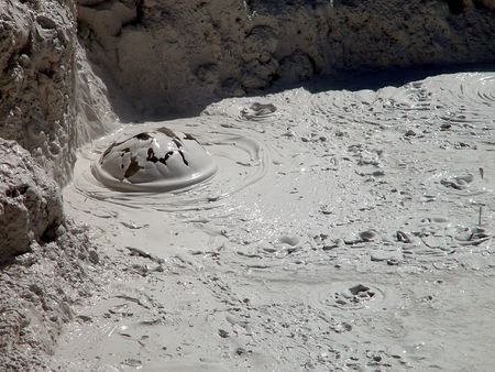 A bubble bursting inside a mud volcano