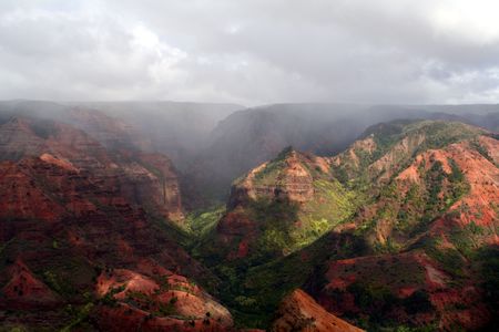 An aerial view of Waimea Canyon.の写真素材