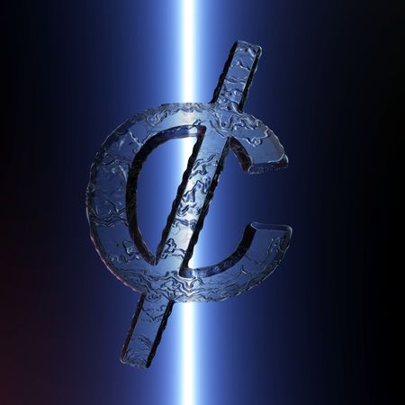 An illustration of an icy US cent sign.