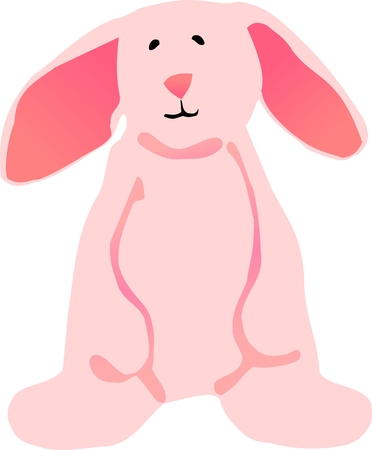 Vector illustration of a pink Easter bunny standing on its hind legs.のイラスト素材