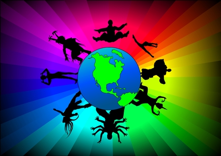 Vector illustration of various ethnic dancers around the world.のイラスト素材