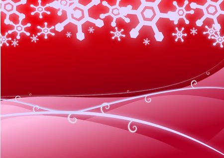 Vector illustration of a winter snowscape in red.の写真素材
