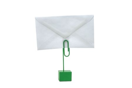 A card holder holding a blank white envelopeの写真素材