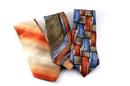 A group of three neck ties isolated on white.の写真素材