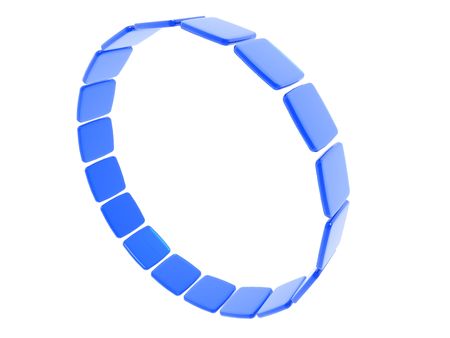 A 3D ring make of blue tiles isolated on whiteの写真素材
