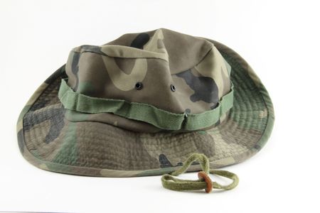 A camouflage hat isolated on white.の写真素材