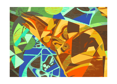 An illustration of graffiti on a brick wall.の写真素材