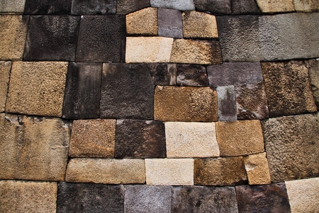 Image of a stacked stone wall texture.の写真素材