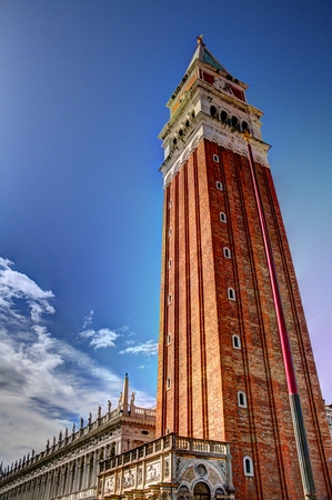 The bell tower at San Marco in Venice, Italy in HDRの写真素材