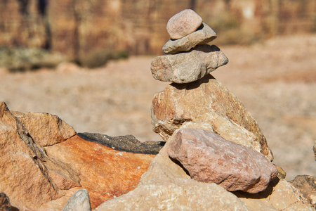 Rocks in the desert stacked on top of each other.の写真素材
