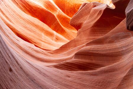 Bands of colored rock on the walls of Antelope Canyon in Arizona, USA.の写真素材