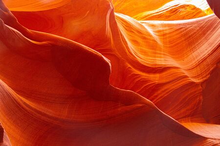 Bands of colored rock on the walls of Antelope Canyon in Arizona, USA.の写真素材