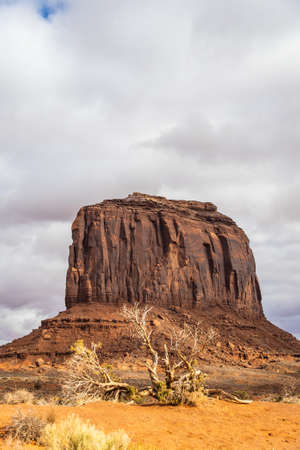 Classic southwest desert landscape under a blue sky and bright sun in Monument Valley in Arizona and Utah.の写真素材