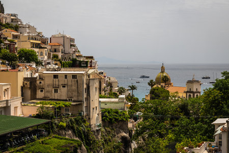 The beautiful and rural cliff side town of Positano on the Amalfi Coast of Italy, Europe.の写真素材