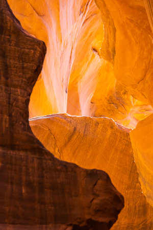 Details of the sandstone formations of Antelope canyon in Arizona with various hues of colors.の写真素材