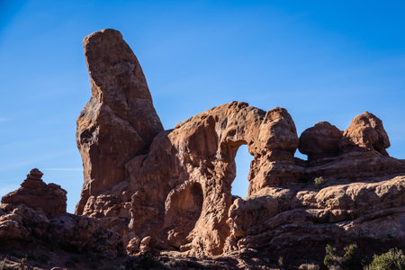 Desert rock arches from Arches National Park in the US state of Utah.の写真素材